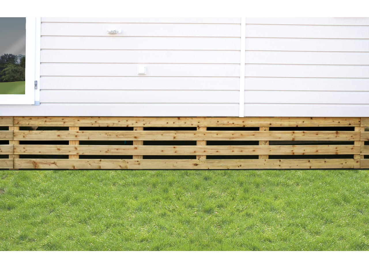 Soubassement bois kit fixe pour mobilhome Clairval